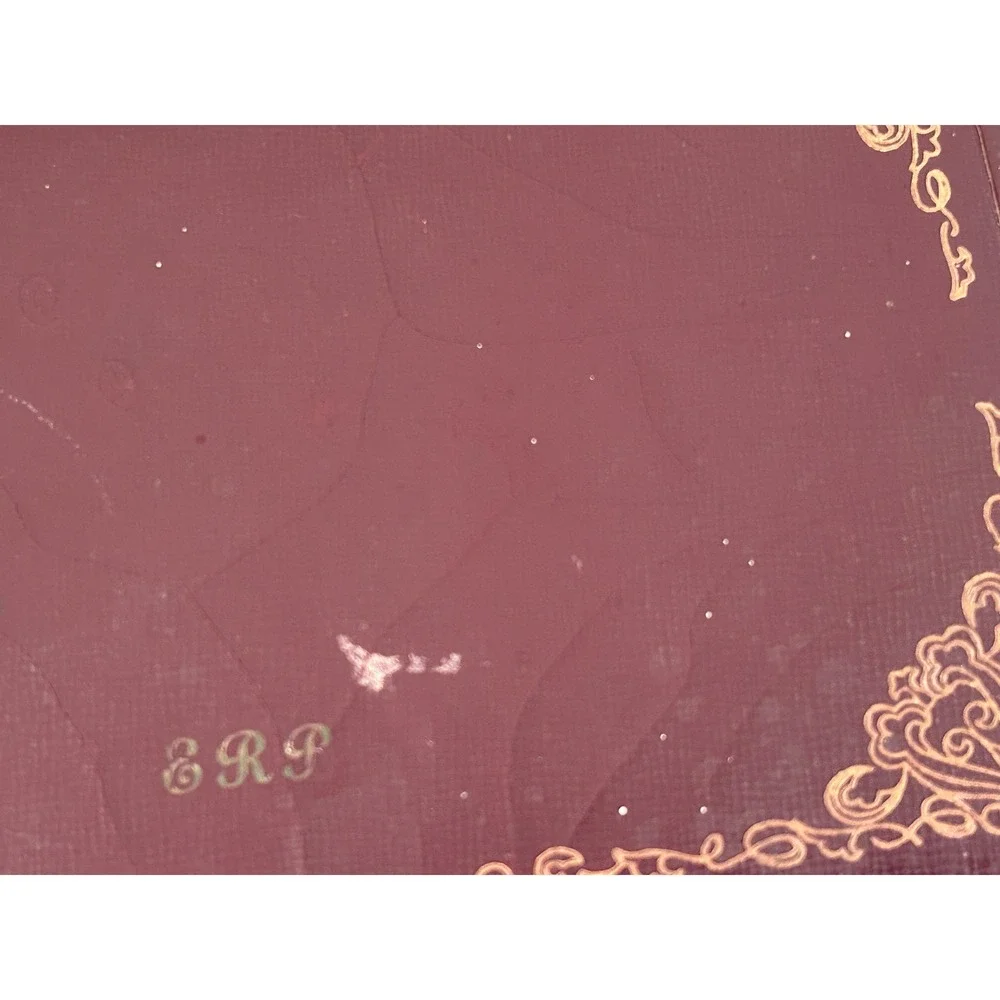 Vintage Farrington Faux‎ Leather Jewelry Box Set Gold Filigree Monogram with Key